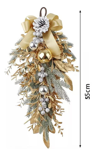 Bh Corona Navidad Para Puerta Principal, Corona Dorada Para