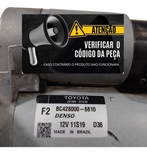Motor De Arranque Partida Toyota Etios 1.3 Hatch 2015