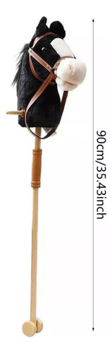 Para Caballo De Madera Con Palo, Juego De Negro Con Rodillo