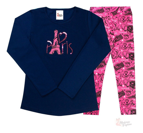 Imagem 2 de 8 de Kit 4 Conjuntos Infantil Feminino Blusa Princesinha Cotton