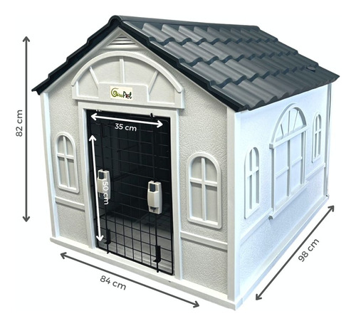 Casa Para Perros 98x84x82 Termica + Cepillo Deslanador Combo Azul