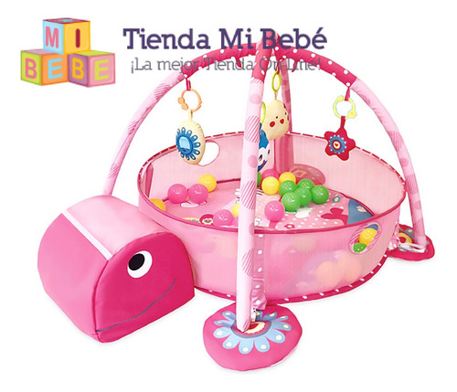 Imagen 4 de 4 de Gimnasio Para Bebé Pelotero 3 En 1 Manta Suave Móvil Tortuga