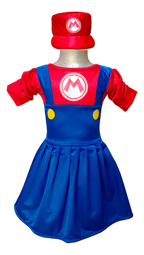 Disfraz De Mario Para Niña, Vestido, Super Mario Cosplay Bros Yoshi Luigi Game Bross Halloween Peach Superheroe Video Juegos Traje Juegos Uniforme.