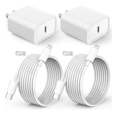 Cargador Carga Rapida Para iPhone 12 13 14 Tipo C Cable 2pcs 25W Blanco