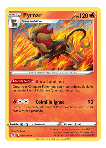 Cartas Pokemon Pyroar 029/196 Holo Español Lost Origin Lor