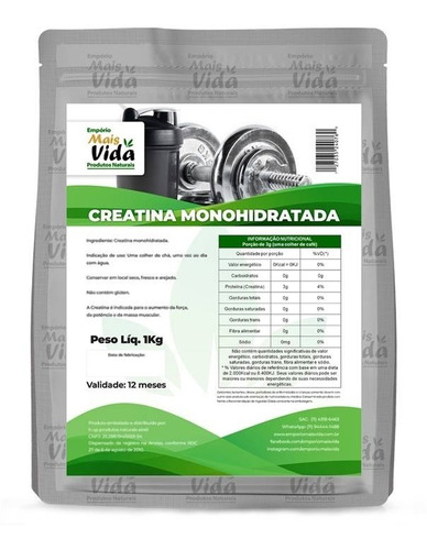 Creatina Monohidratada - 1kg - Importada 100% Pura