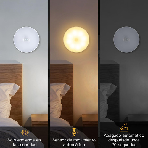 6pcs Luz Led Con Sensor De Movimiento Recargable 400mah Con