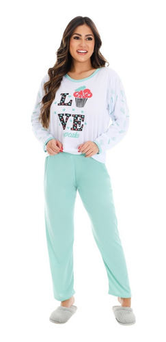 Pijama Conjunto Feminino Longo De Inverno