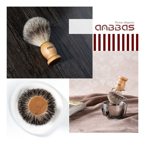 . Conjunto De Escova De Barbear De Cabelo De Texugo Puro