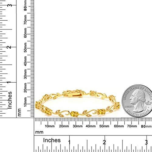 Gem Stone King Pulsera De Tenis De Vid Griega Con Citrino Ov