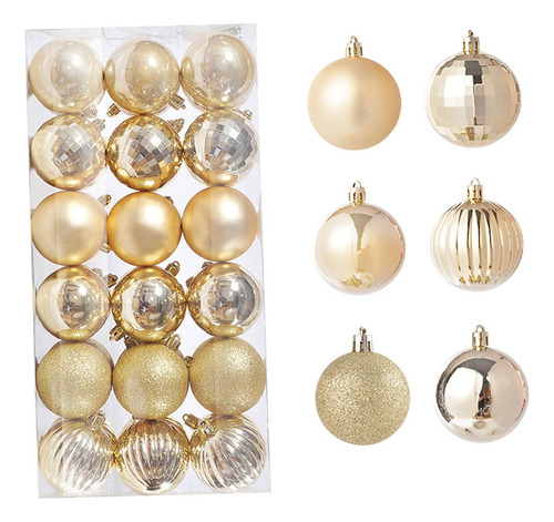 36 Bolas De Navidad, Adornos Para Árboles De 4cm Oro