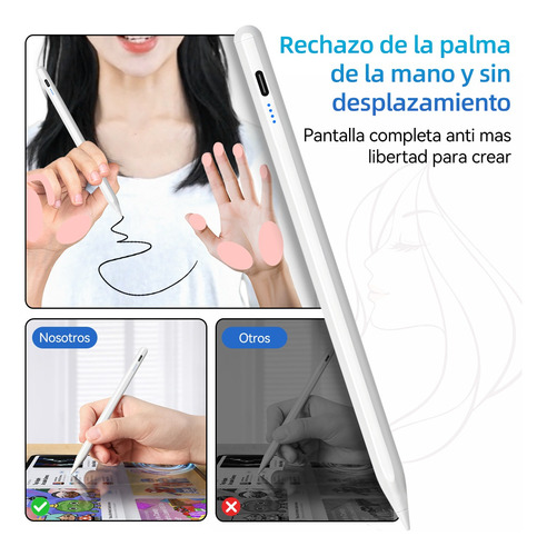 Lápiz Óptico Para iPad Con Rechazo Palma & Carga Inalámbrica