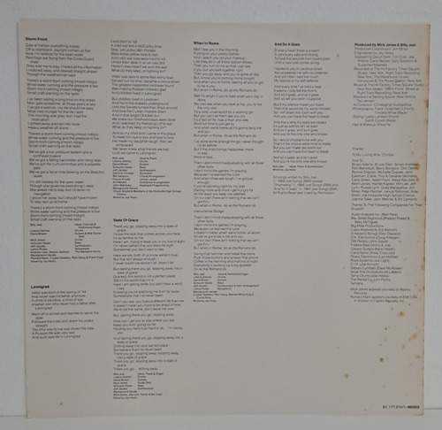 Lp Billy Joel - Storm Front 1989 Com Encarte Bem Conservado (Usado)