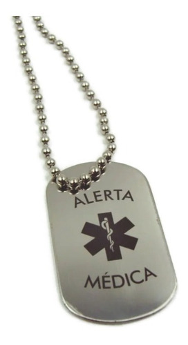 Imagen 3 de 5 de Placa Alerta Medica Estilo Militar Personalizada Con Láser, Cadena Gratis