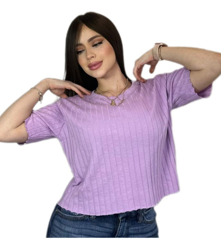 Blusa Blusón Camiseta Básica Tela Anclada De Mujer