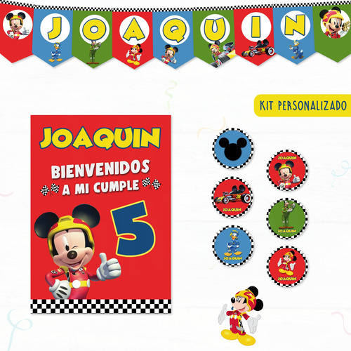 Kit Imprimible Mickey Sobre Ruedas Personalizado Cumpleaños 