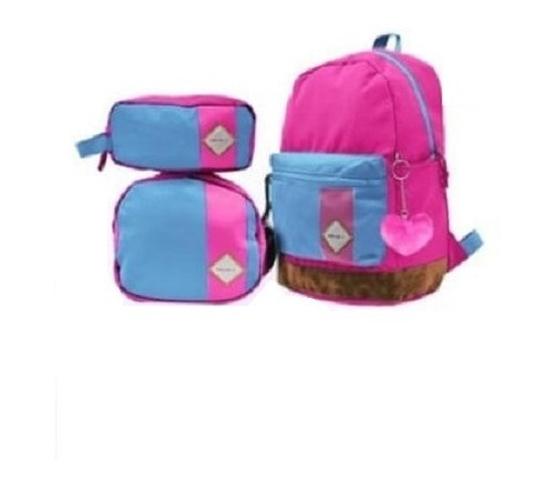 Set Mochila 43cm Cartuchera Y Lunchera Delta Espacio Regalos