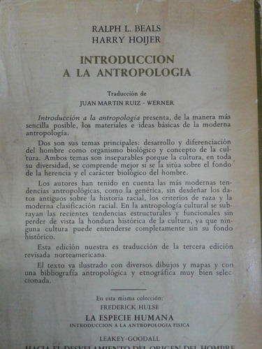 Imagen 2 de 10 de Introduccion A La Antropologia * Ralph Beals Y Harry Hoijer