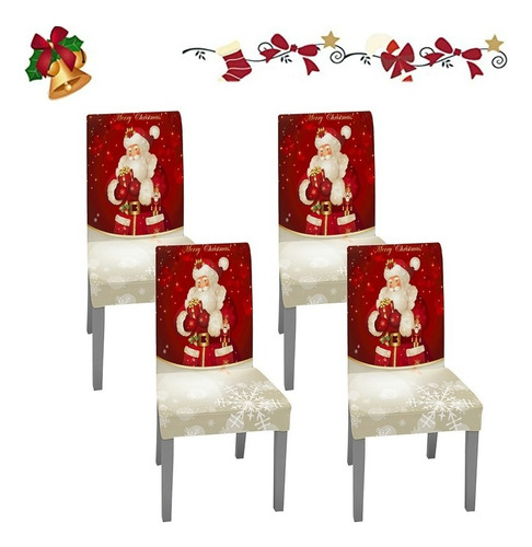 Adorno Navideño De 4 Fundas For Sillas De Comedor.