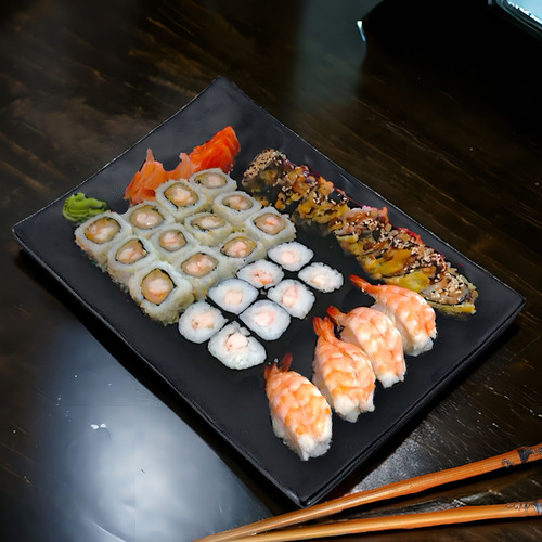 Travessa Sushi Sashimi Retangular Melamina Profissional 25cm