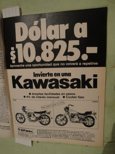 Publicidad Moto Kawasaki Z550 - Z440a Año 1982