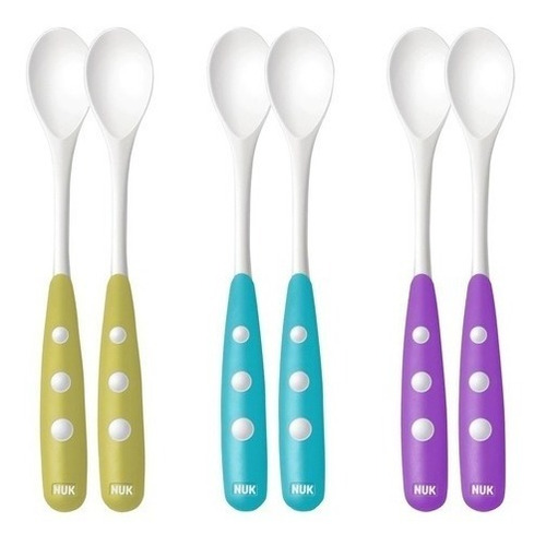 Set 2 Cucharas Bebe Nuk Largas Plasticas + 6 Meses Papilla