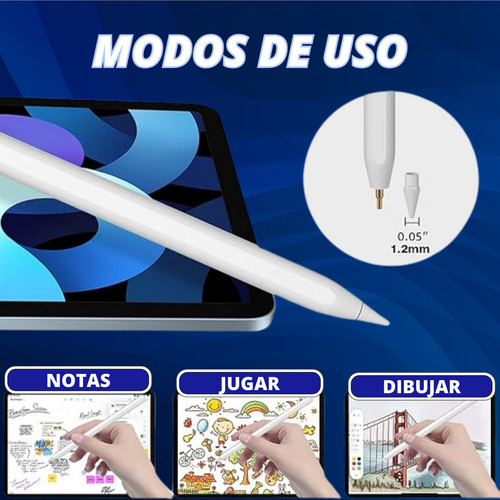 Lapiz Tactil Pencil Optico Compatible Apple iPad Tablet Magnetico Stylus Carga Inalambrica Marca Stylus 1 Und