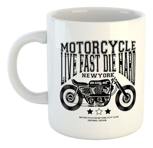 Taza De Ceramica Motorcycle Live Fast Die Hard Nyc