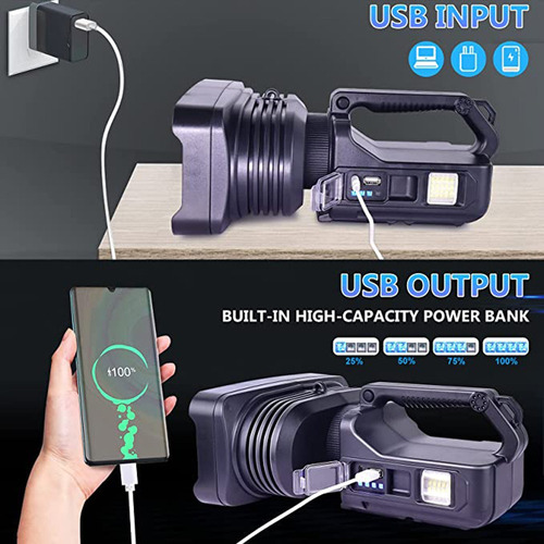 Linterna De Mano Spotlight De 10000 Lúmenes, Foco Led