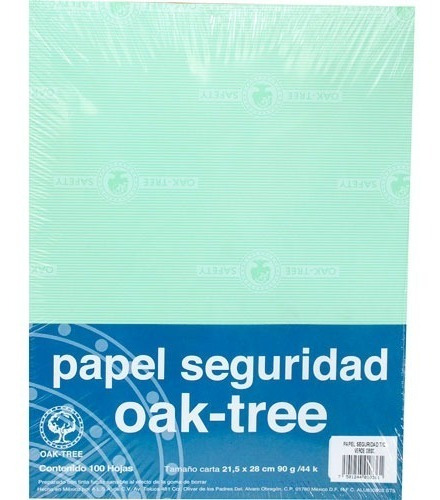 Papel Seguridad Carta 500 Hojas Marca Oak-tree Verde Claro