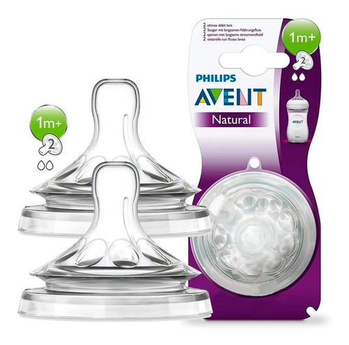 Tetinas Avent Natural Flujo Lento Para Mamadera Bebes +1 Mes