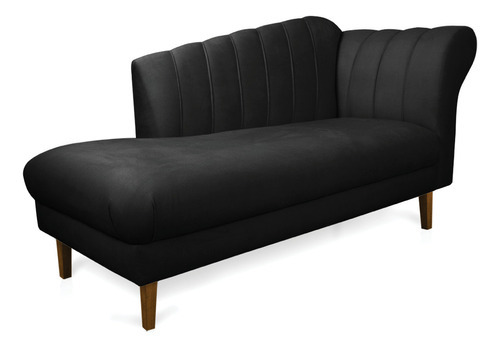 Divã Recife Suede 165 Cm Pés Chanfrado Castanho - D'rossi Cor Preto