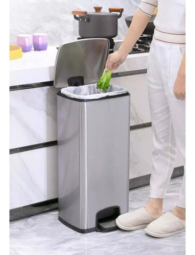 Cubo De Basura De Acero Inoxidable 30 Litros Hogar Oficina