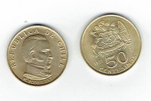 Moneda De Chile, 50 Centésimos De Escudo, 1971.  Jp