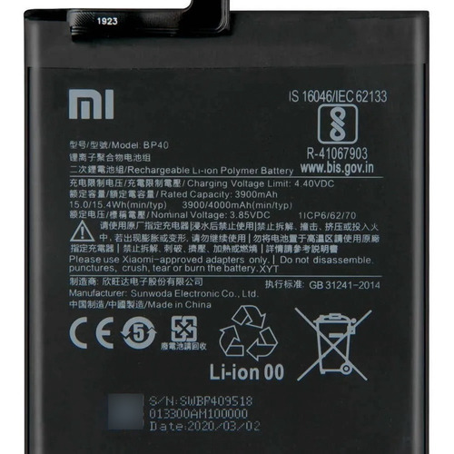 Bateria Guupi Xiaomi Bp40 Bp41 Mi 9t / Mi 9t Pro Tienda Fisi