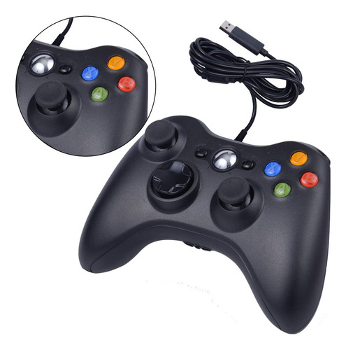 Kit de controle com fio preto 2 compatível com Xbox Usb PC