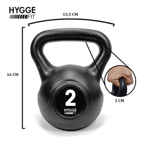 Imagen 4 de 10 de Pesa Rusa Kettlebell Importada 2 Kg Gym Fitness Crossfit
