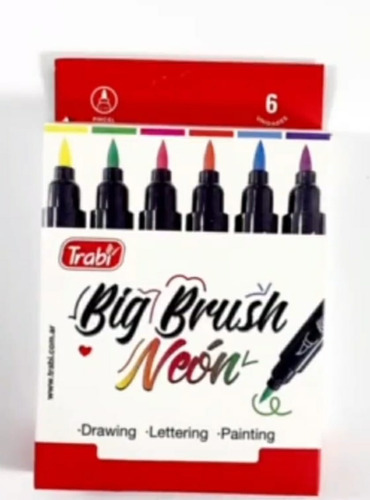 Marcadores Fluo Trabi Punta Pincel Grandes Big Brush Neon X6