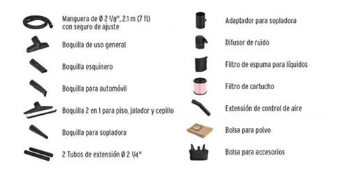 Imagen 2 de 4 de Aspiradora Y Sopladora 16 Gal Polvo Y Agua Accesorios Truper