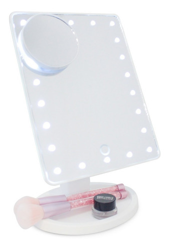Espejo Luz Led Maquillaje Cosmética Táctil Plegable Aumento