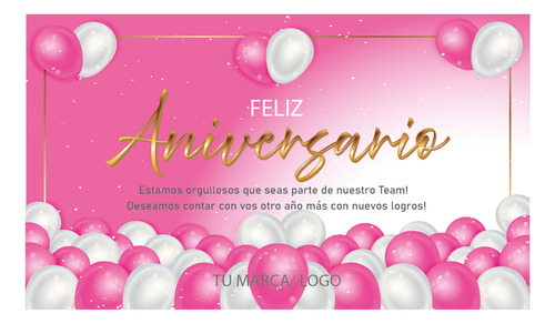 Tarjeta Digital Feliz Aniversario Empresarial (empleado) Rosa Chicle