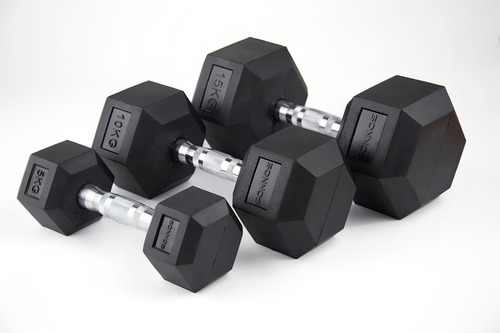 Mancuerna Sonnos Hexagonal Caucho Negro De 20kg