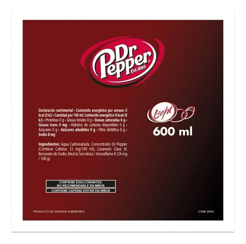 13 Pzas Refresco Dr Pepper Light 600 Ml