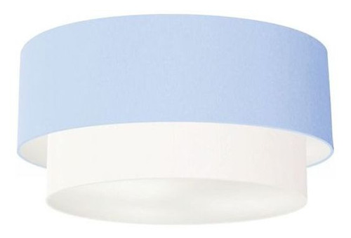 Plafon Duplo Cilíndrico Vivare Md-3017 Cúpula Tecido 50x40cm Estrutura Azul Bebê / Branco 127/220V