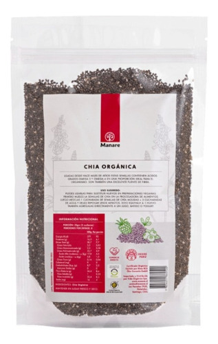 Imagen 3 de 5 de Semilla De Chia Organica 200 Gr / Omega Y Fibra / Manare
