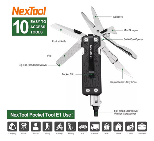 Nextool Pocket Tool E1, Navaja Multiherramienta De Bolsillo