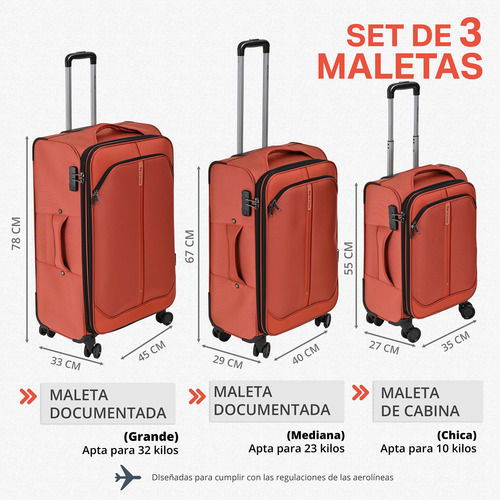 Set 3 Maletas Equipaje Tela Resistente Bonita Calidad Viaje
