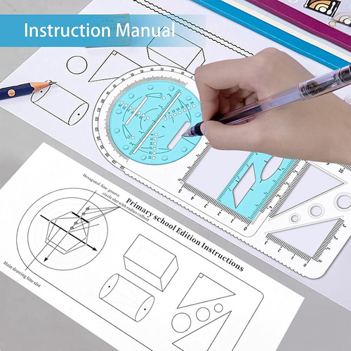 Regla Geométrica Multifuncional, Plantilla De Dibujo Geométr