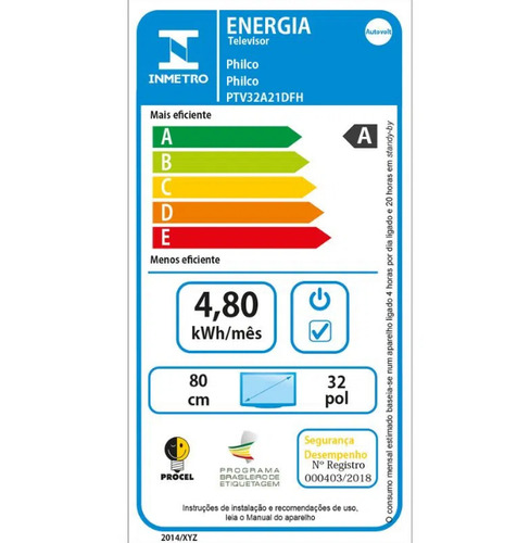 Tv 32'' Led Hd Ptv32a21dfh Preta Philco Bivolt