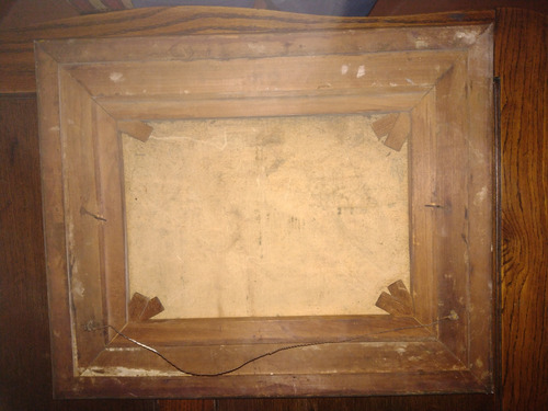 Antiguo Cuadro Marco Con Molduras Pintura Al Oleo Dorado Oscuro (Usado)